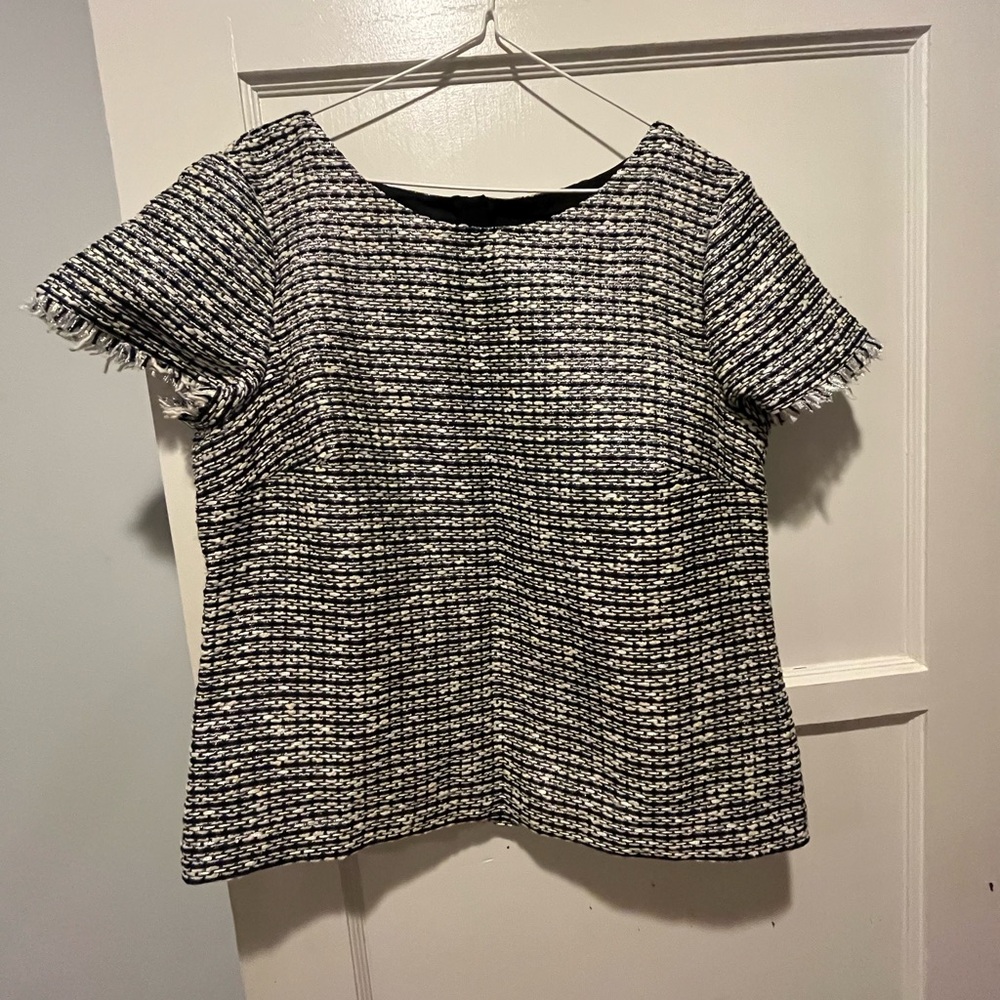 Talbots Petite Tweed Textured Short Sleeve Top